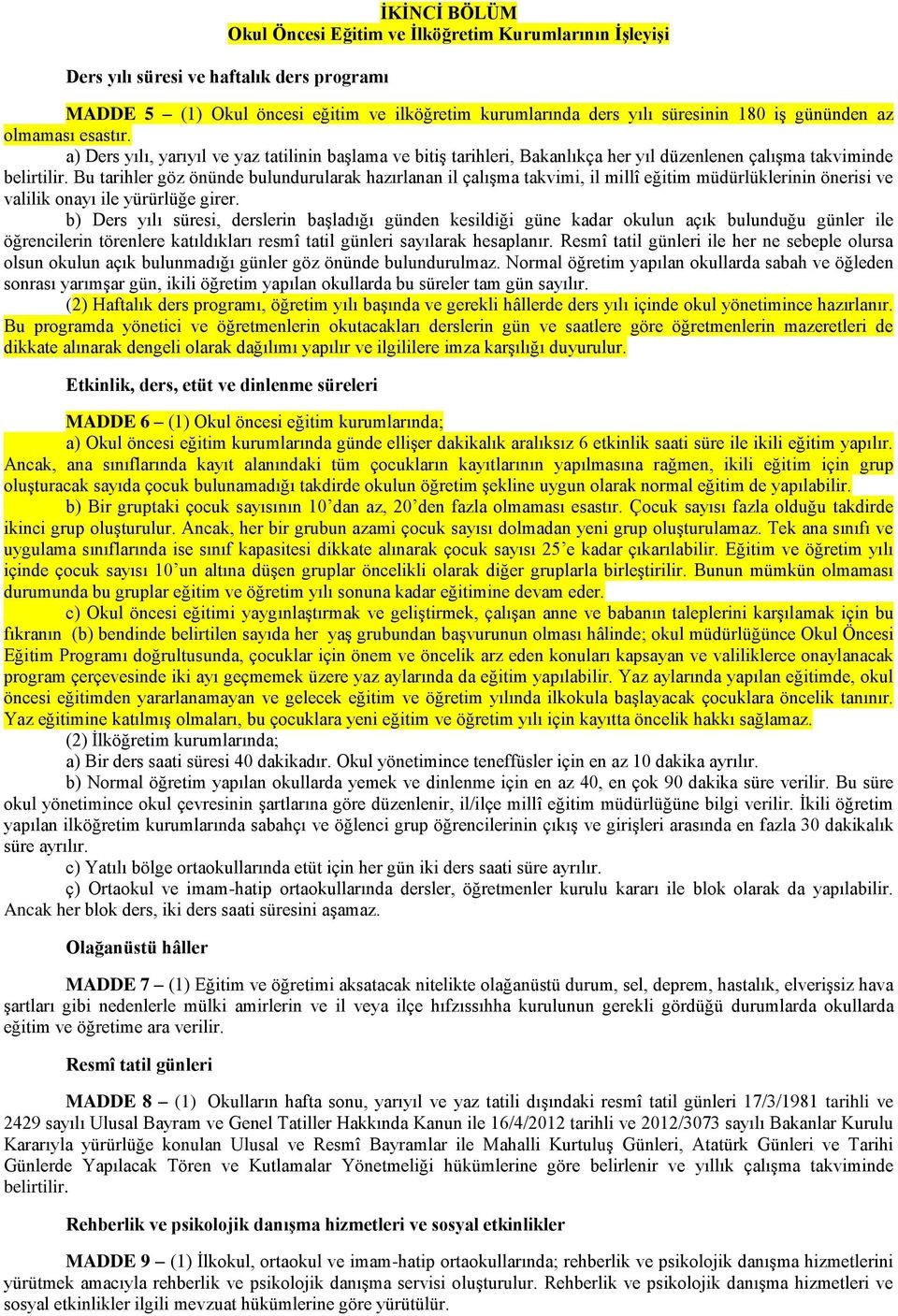 Bu tarihler göz önünde bulundurularak hazırlanan il çalışma takvimi, il millî eğitim müdürlüklerinin önerisi ve valilik onayı ile yürürlüğe girer.