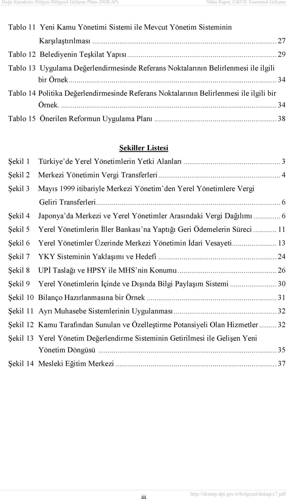 ... 34 Tablo 15 Önerilen Reformun Uygulama Planõ... 38 Şekiller Listesi Şekil 1 Türkiye de Yerel Yönetimlerin Yetki Alanlarõ... 3 Şekil 2 Merkezi Yönetimin Vergi Transferleri.