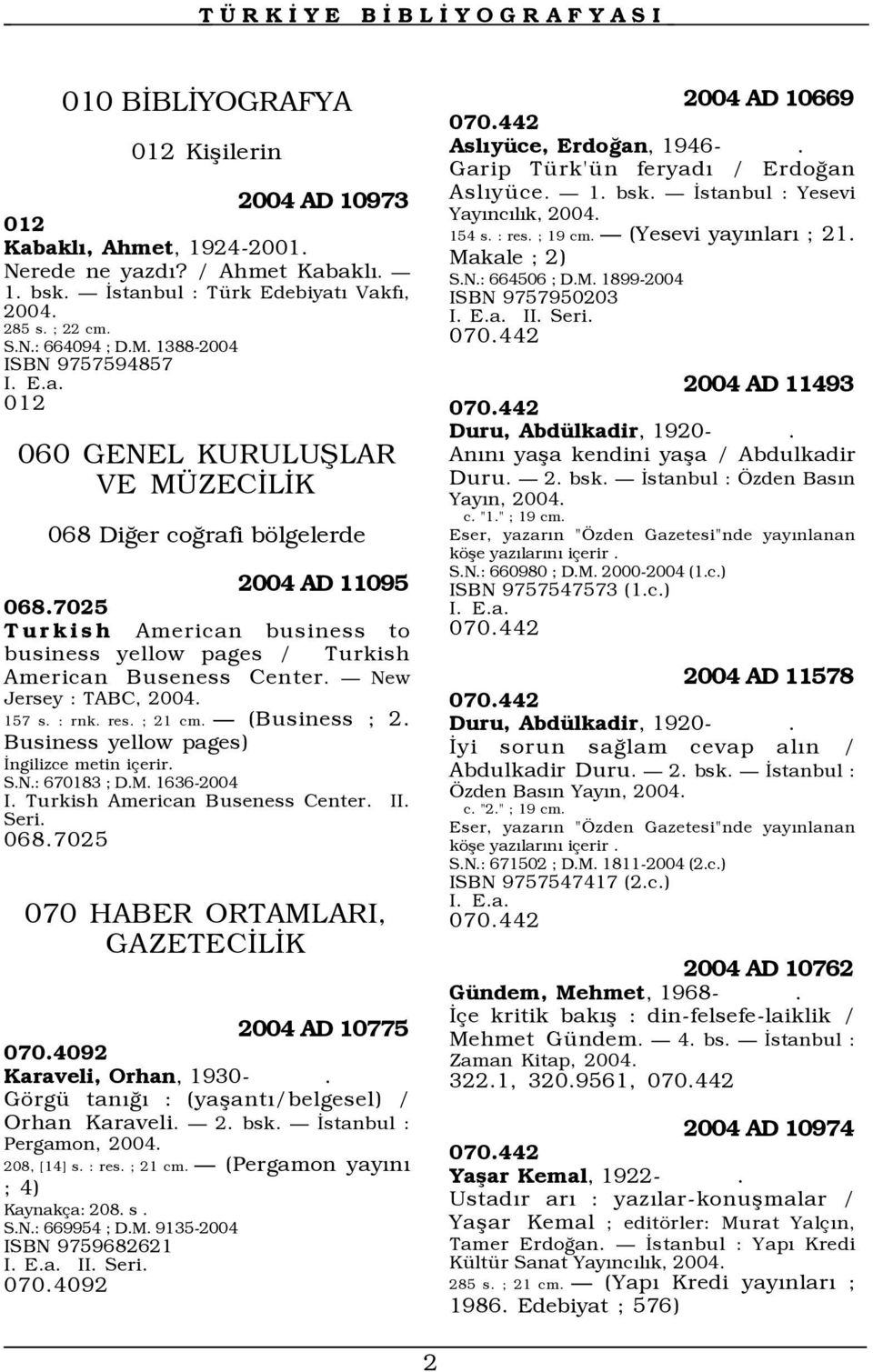 7025 Turkish American business to business yellow pages / Turkish American Buseness Center. New Jersey : TABC, 2004. 157 s. : rnk. res. ; 21 cm. (Business ; 2.