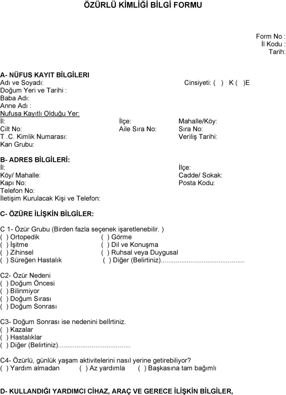 lt No: Aile Sıra No: Sıra No: T.C.