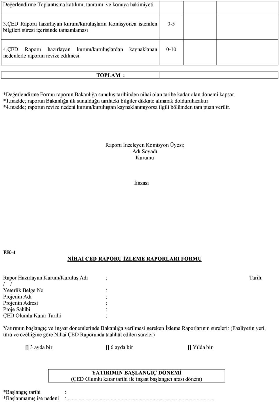 kapsar. *1.madde; raporun Bakanlığa ilk sunulduğu tarihteki bilgiler dikkate alınarak doldurulacaktır. *4.