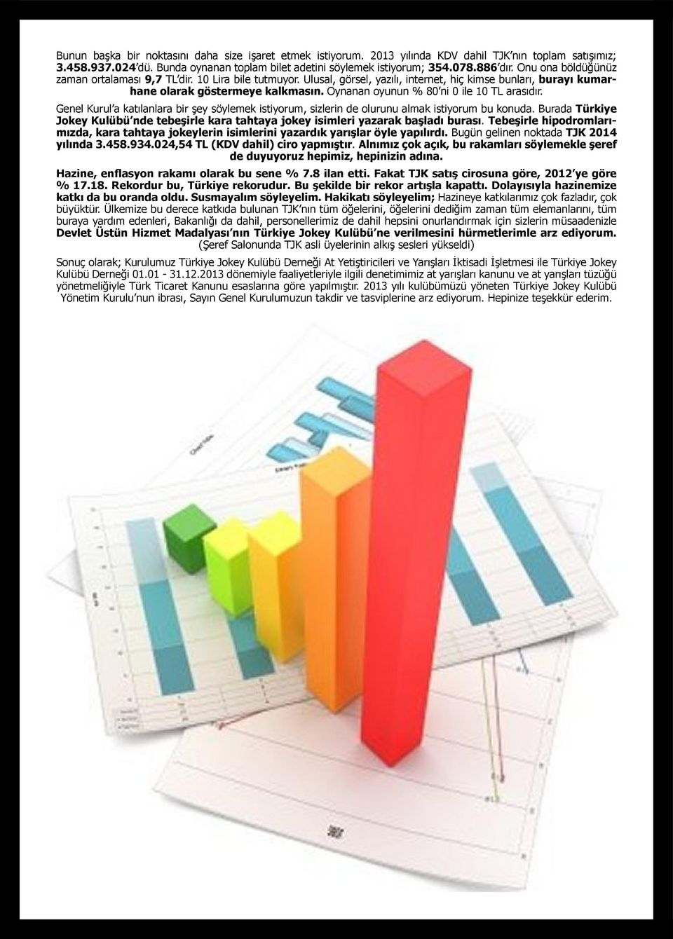 Oynanan oyunun % 80 ni 0 ile 10 TL arasıdır. Genel Kurul a katılanlara bir şey söylemek istiyorum, sizlerin de olurunu almak istiyorum bu konuda.