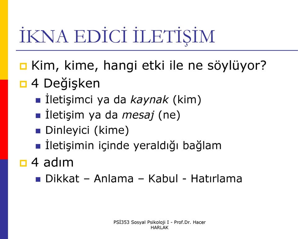 4 Değişken İletişimci ya da kaynak (kim) İletişim ya