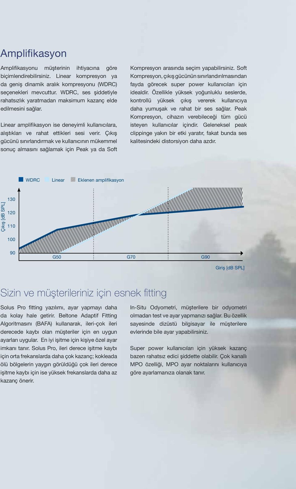 Çıkış gücünü sınırlandırmak ve kullanıcının mükemmel sonuç almasını sağlamak için Peak ya da Soft Kompresyon arasında seçim yapabilirsiniz.