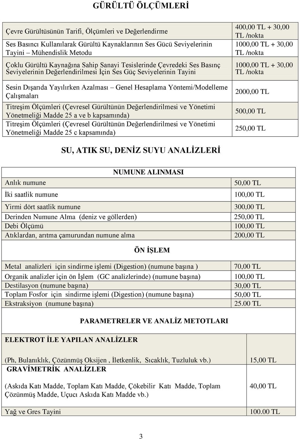 Ölçümleri (Çevresel Gürültünün Değerlendirilmesi ve Yönetimi Yönetmeliği Madde 25 a ve b kapsamında) Titreşim Ölçümleri (Çevresel Gürültünün Değerlendirilmesi ve Yönetimi Yönetmeliği Madde 25 c