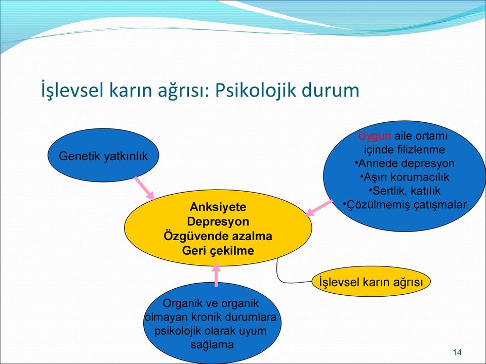 depresyon Aşırı korumacılık Sertlik, katılık Çözülmemiş çatışmalar İşlevsel