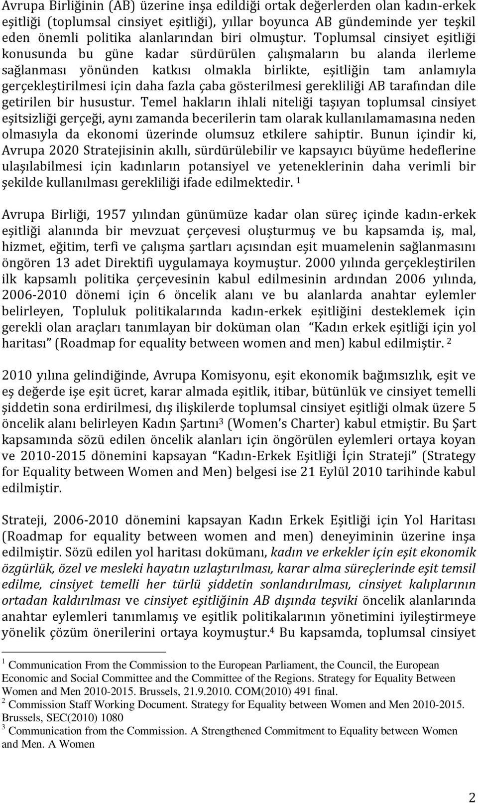 Toplumsal cinsiyet eşitliği konusunda bu güne kadar sürdürülen çalışmaların bu alanda ilerleme sağlanması yönünden katkısı olmakla birlikte, eşitliğin tam anlamıyla gerçekleştirilmesi için daha fazla