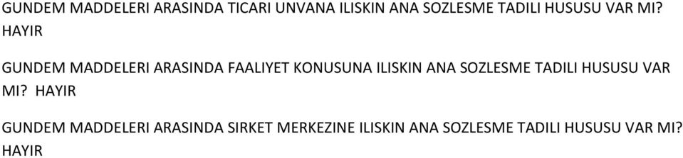 HAYIR GUNDEM MADDELERI ARASINDA FAALIYET KONUSUNA ILISKIN ANA