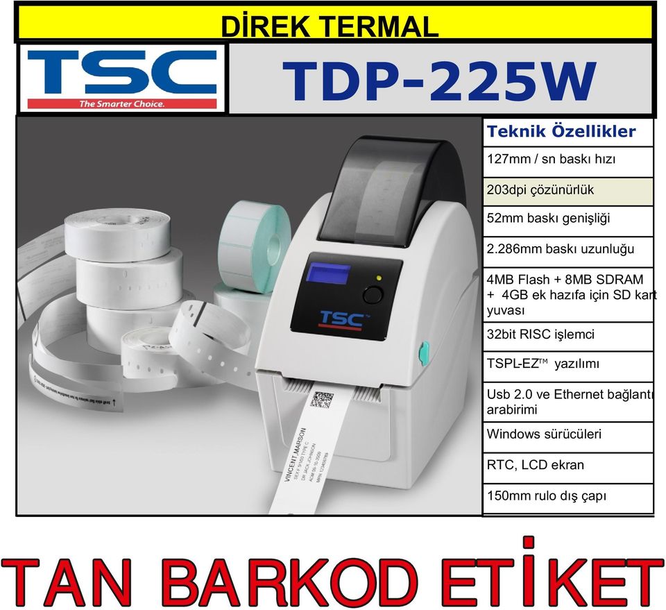 286mm baskı uzunluğu Usb 2.