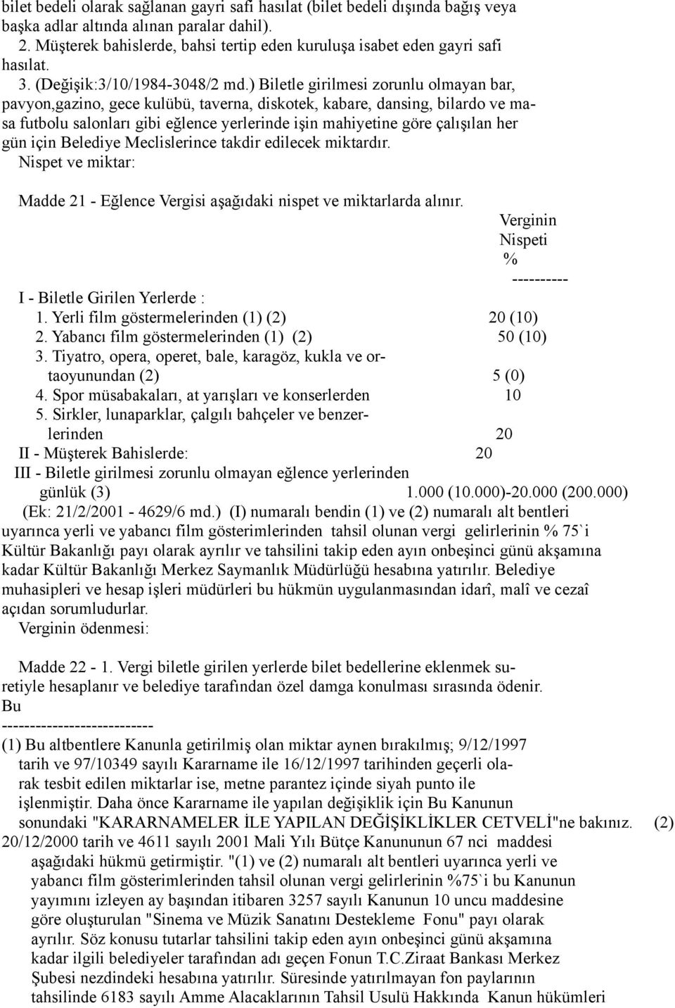 ) Biletle girilmesi zorunlu olmayan bar, pavyon,gazino, gece kulübü, taverna, diskotek, kabare, dansing, bilardo ve masa futbolu salonları gibi eğlence yerlerinde işin mahiyetine göre çalışılan her