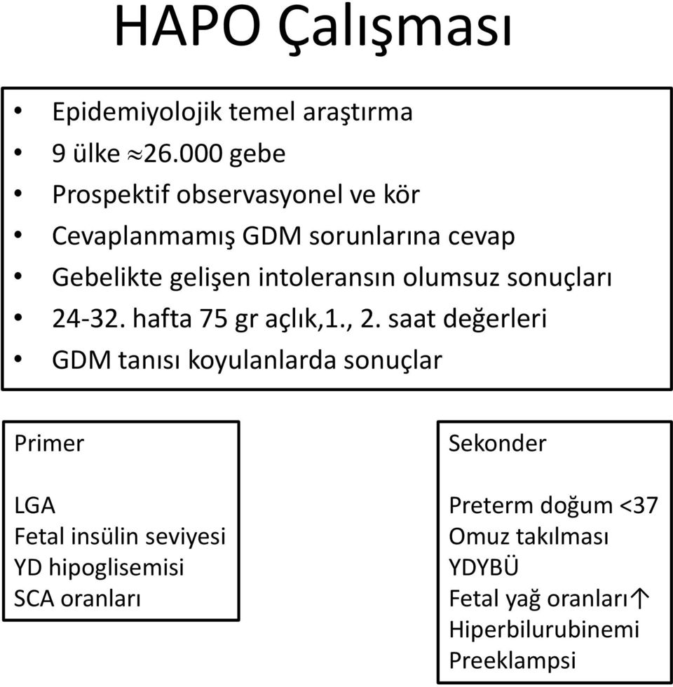 intoleransın olumsuz sonuçları 24-32. hafta 75 gr açlık,1., 2.