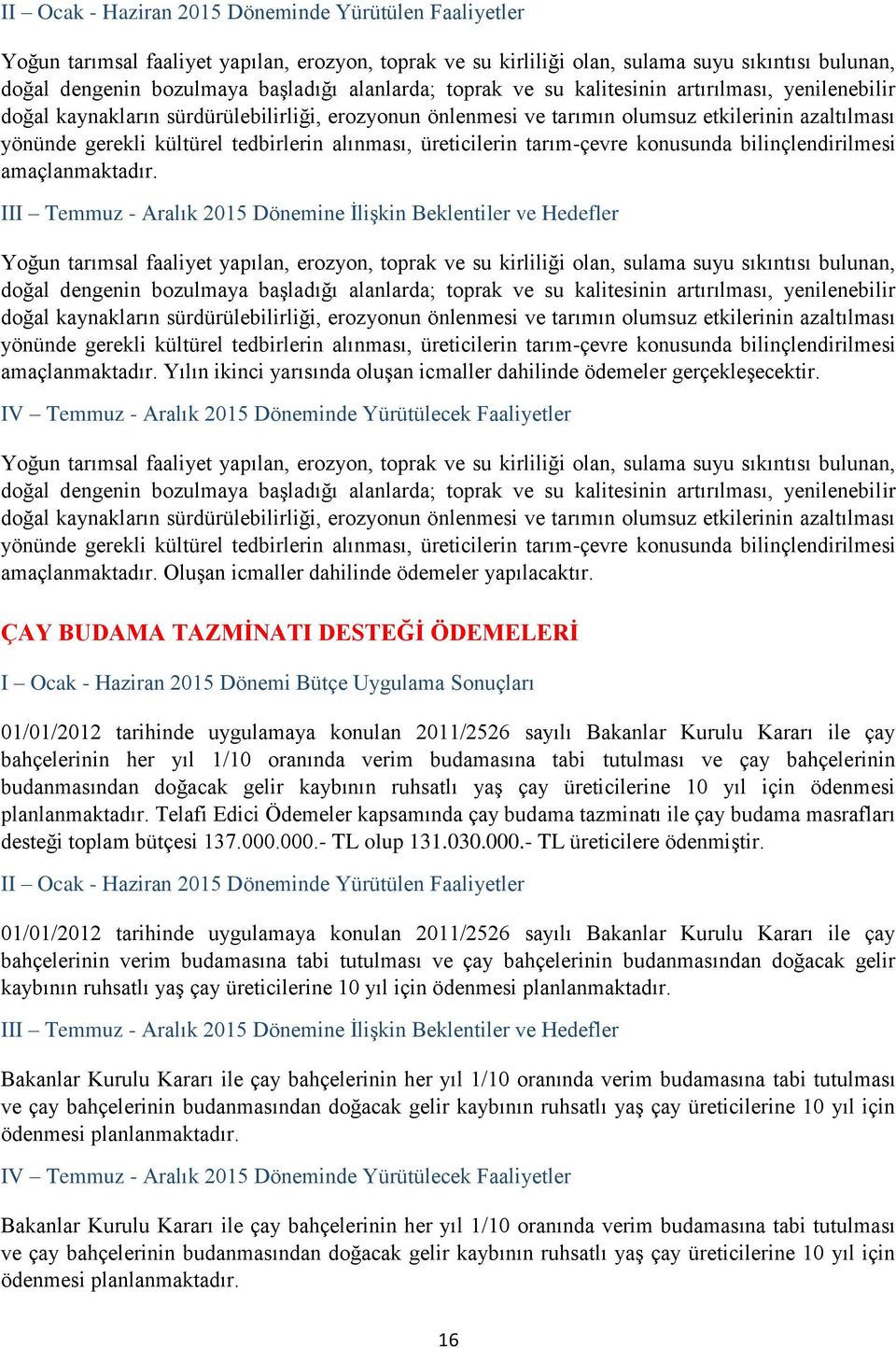 bilinçlendirilmesi amaçlanmaktadır.   bilinçlendirilmesi amaçlanmaktadır. Yılın ikinci yarısında oluşan icmaller dahilinde ödemeler gerçekleşecektir.   bilinçlendirilmesi amaçlanmaktadır. Oluşan icmaller dahilinde ödemeler yapılacaktır.