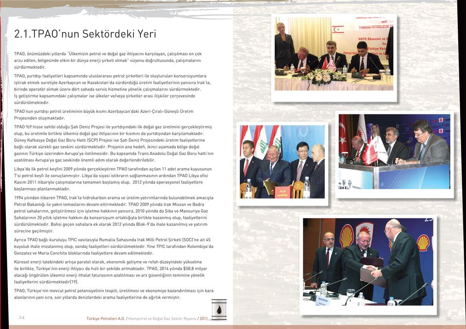 TPAO, yurtdışı faaliyetleri kapsamında uluslararası petrol şirketleri ile oluşturulan konsorsiyumlara iştirak etmek suretiyle Azerbaycan ve Kazakistan da sürdürdüğü üretim faaliyetlerinin yanısıra
