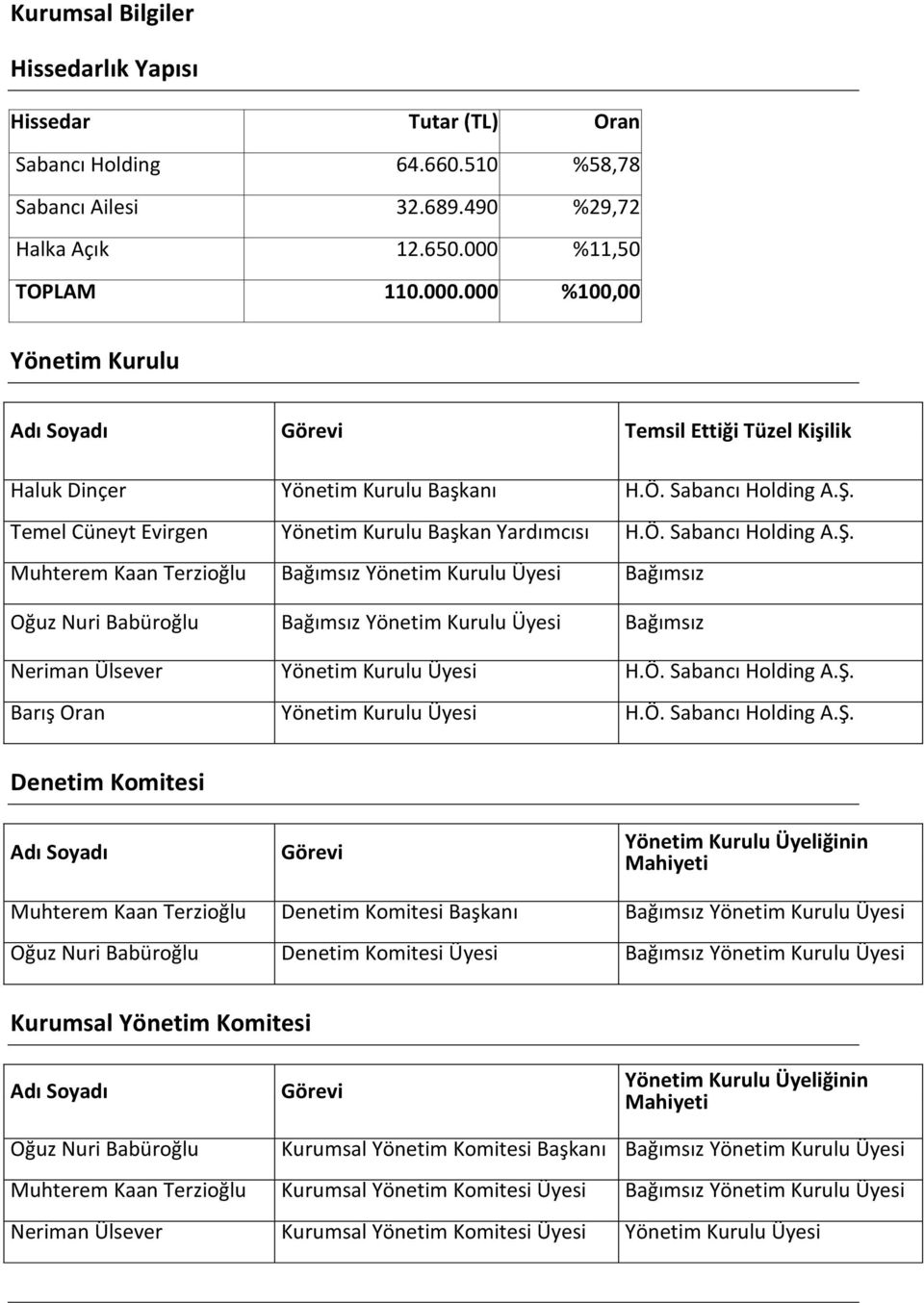 Temel Cüneyt Evirgen Yönetim Kurulu Başkan Yardımcısı H.Ö. Sabancı Holding A.Ş.