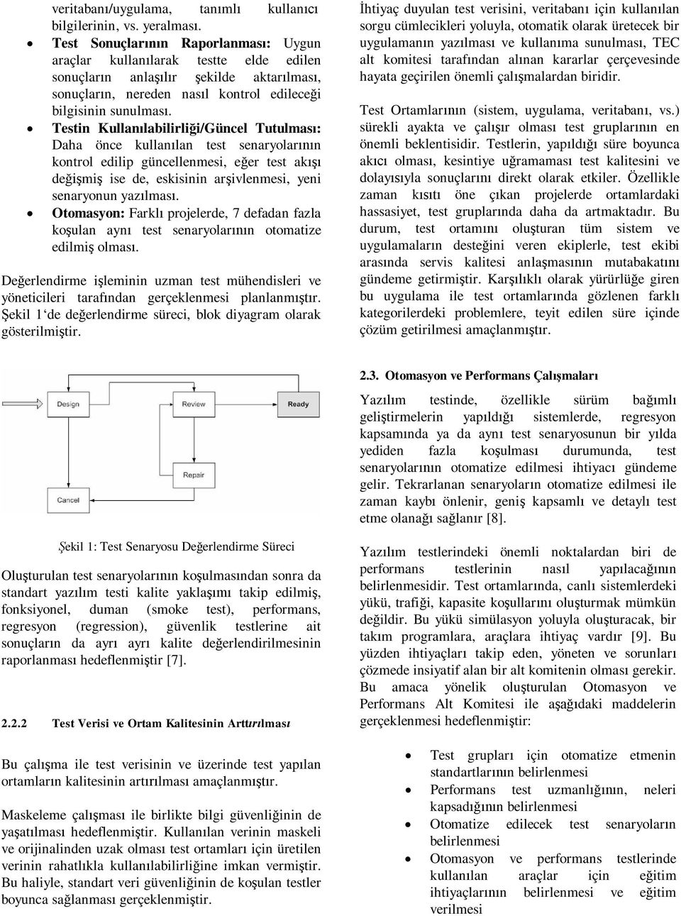 Testin Kullanlabilirlii/Güncel Tutulmas: Daha önce kullanlan test senaryolarn kontrol edilip güncellenmesi, eer test ak demi ise de, eskisinin arivlenmesi, yeni senaryonun yazlmas.