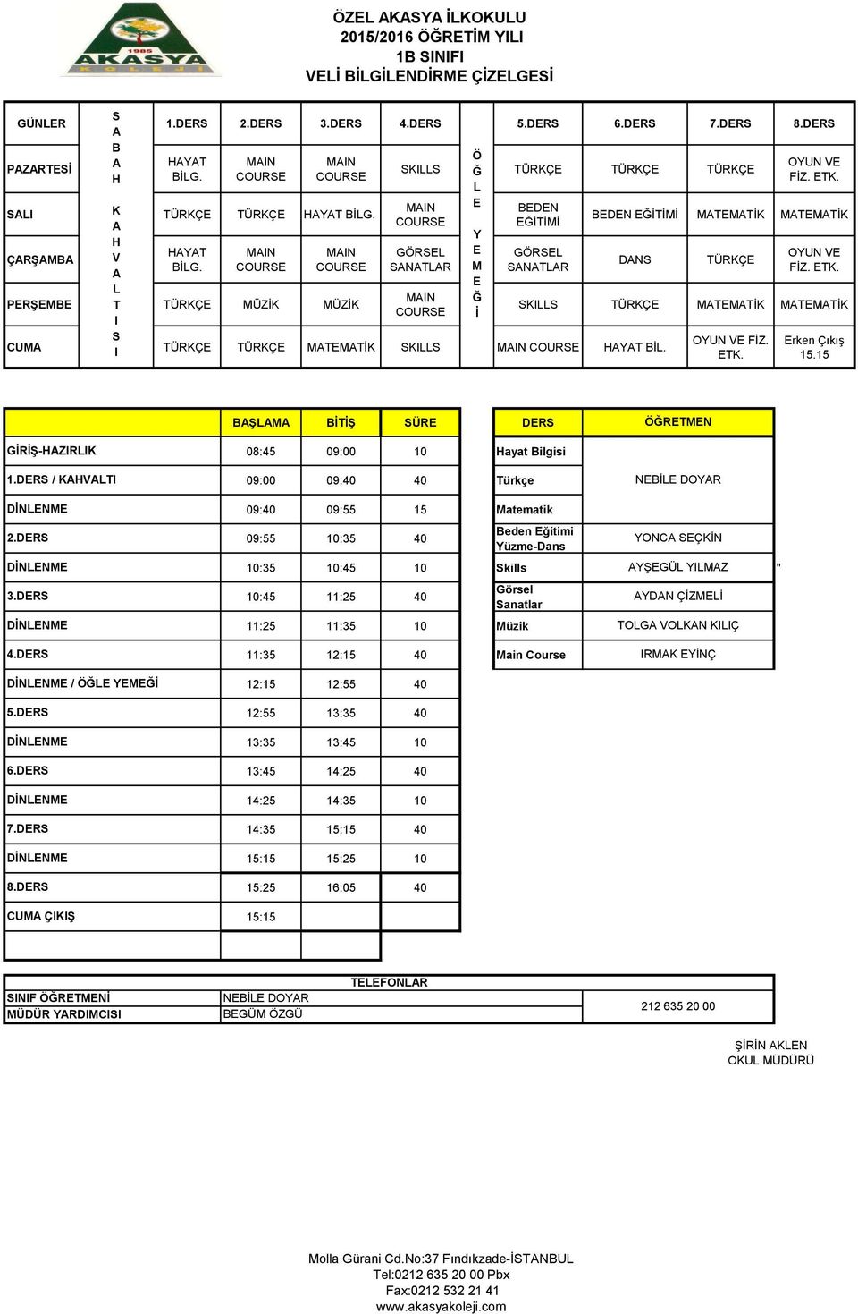 DRS / I 08:45 09:00 10 ayat Bilgisi NB DOR 2.DRS 3.