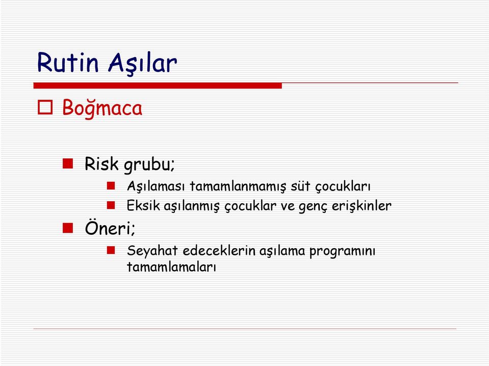 aşılanmış çocuklar ve genç erişkinler