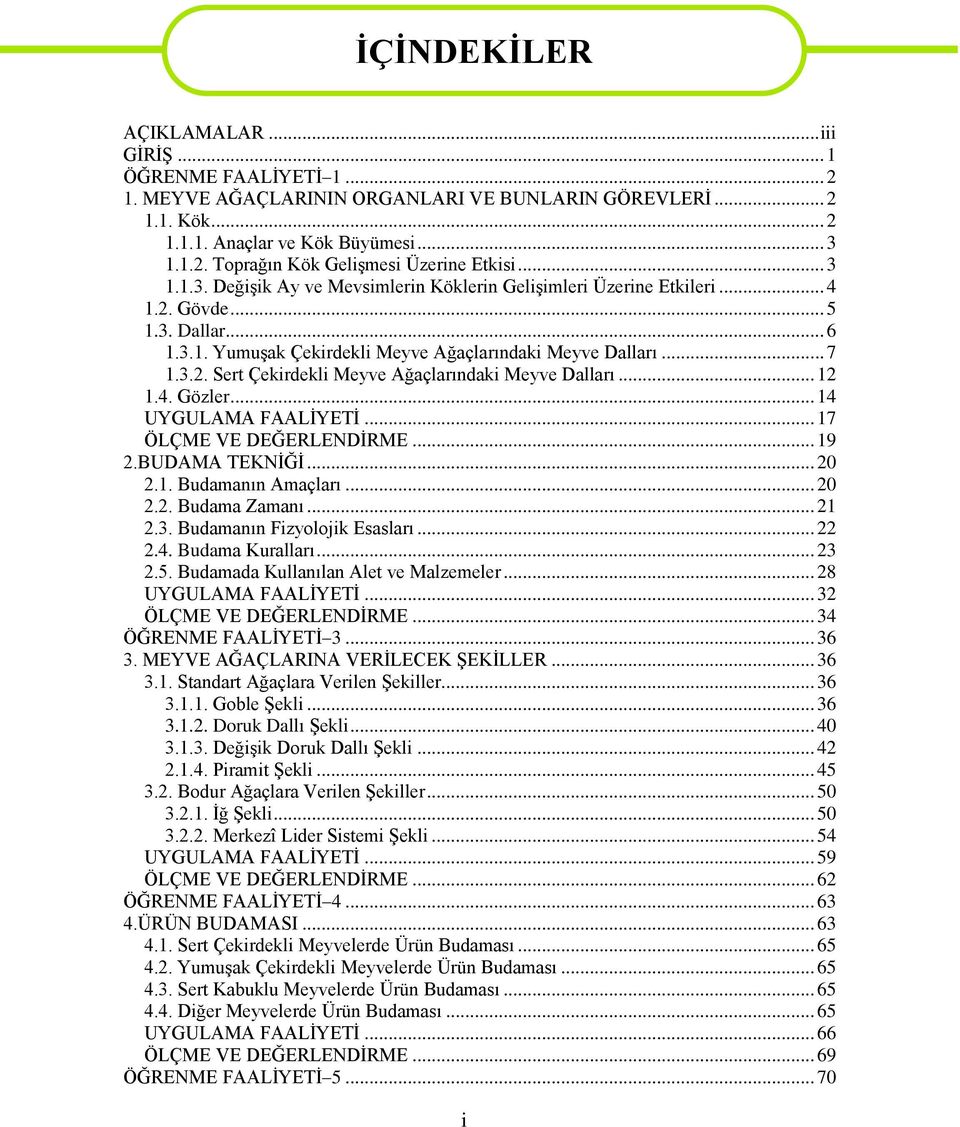 .. 12 1.4. Gözler... 14 UYGULAMA FAALĠYETĠ... 17 ÖLÇME VE DEĞERLENDĠRME... 19 2.BUDAMA TEKNĠĞĠ... 20 2.1. Budamanın Amaçları... 20 2.2. Budama Zamanı... 21 2.3. Budamanın Fizyolojik Esasları... 22 2.