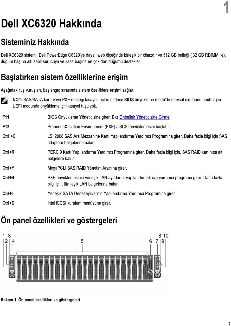 NOT: SAS/SATA kartı veya PXE desteği kısayol tuşları sadece BIOS önyükleme modu'de mevcut olduğunu unutmayın. UEFI modunda önyükleme için kısayol tuşu yok.