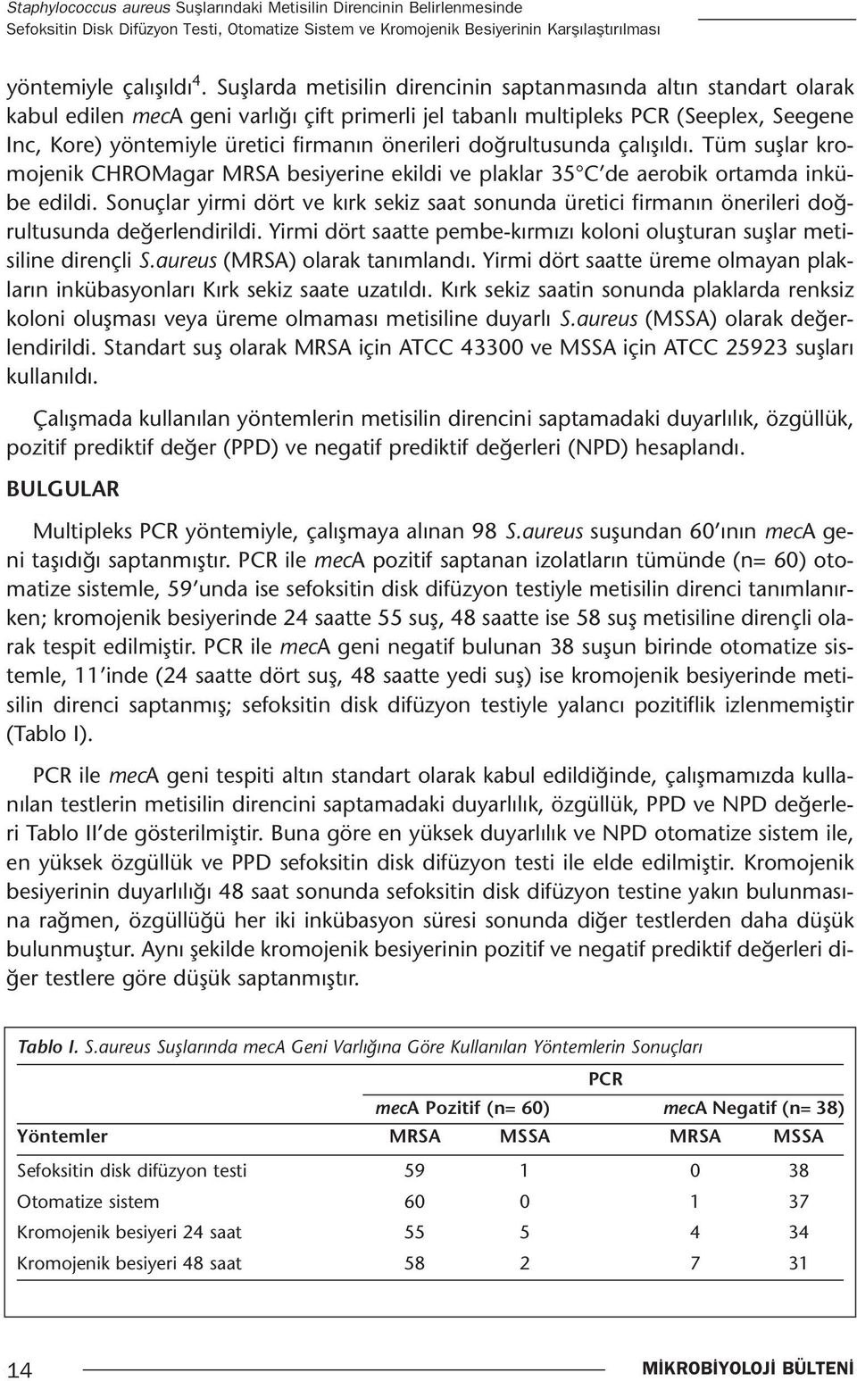 önerileri doğrultusunda çalışıldı. Tüm suşlar kromojenik CHROMagar MRSA besiyerine ekildi ve plaklar 35 C de aerobik ortamda inkübe edildi.