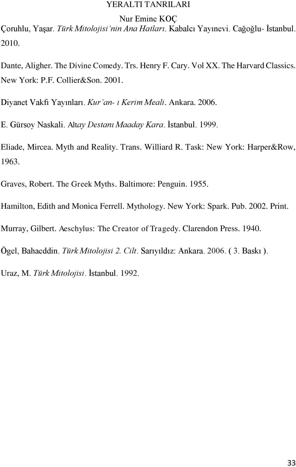 Task: New York: Harper&Row, 1963. Graves, Robert. The Greek Myths. Baltimore: Penguin. 1955. Hamilton, Edith and Monica Ferrell. Mythology. New York: Spark. Pub. 2002. Print. Murray, Gilbert.