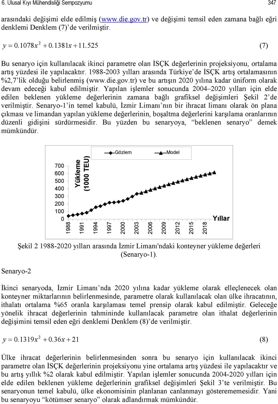 1988-2003 yılları arasında Türkiye de İSÇK artış ortalamasının %2,7 lik olduğu belirlenmiş (www.die.gov.tr) ve bu artışın 2020 yılına kadar üniform olarak devam edeceği kabul edilmiştir.