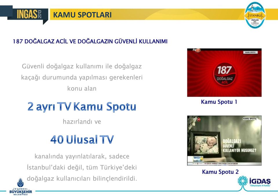 alan Kamu Spotu 1 hazırlandı ve kanalında yayınlatılarak, sadece İstanbul