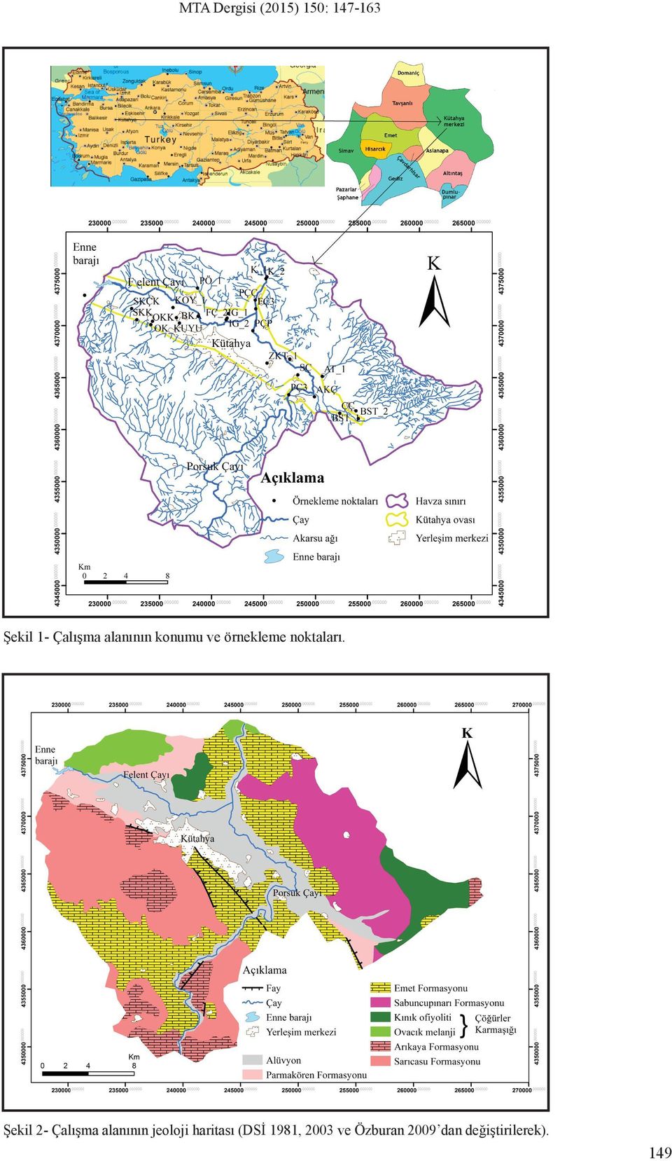 Şekil 2 Çalışma alanının jeoloji haritası (DSİ