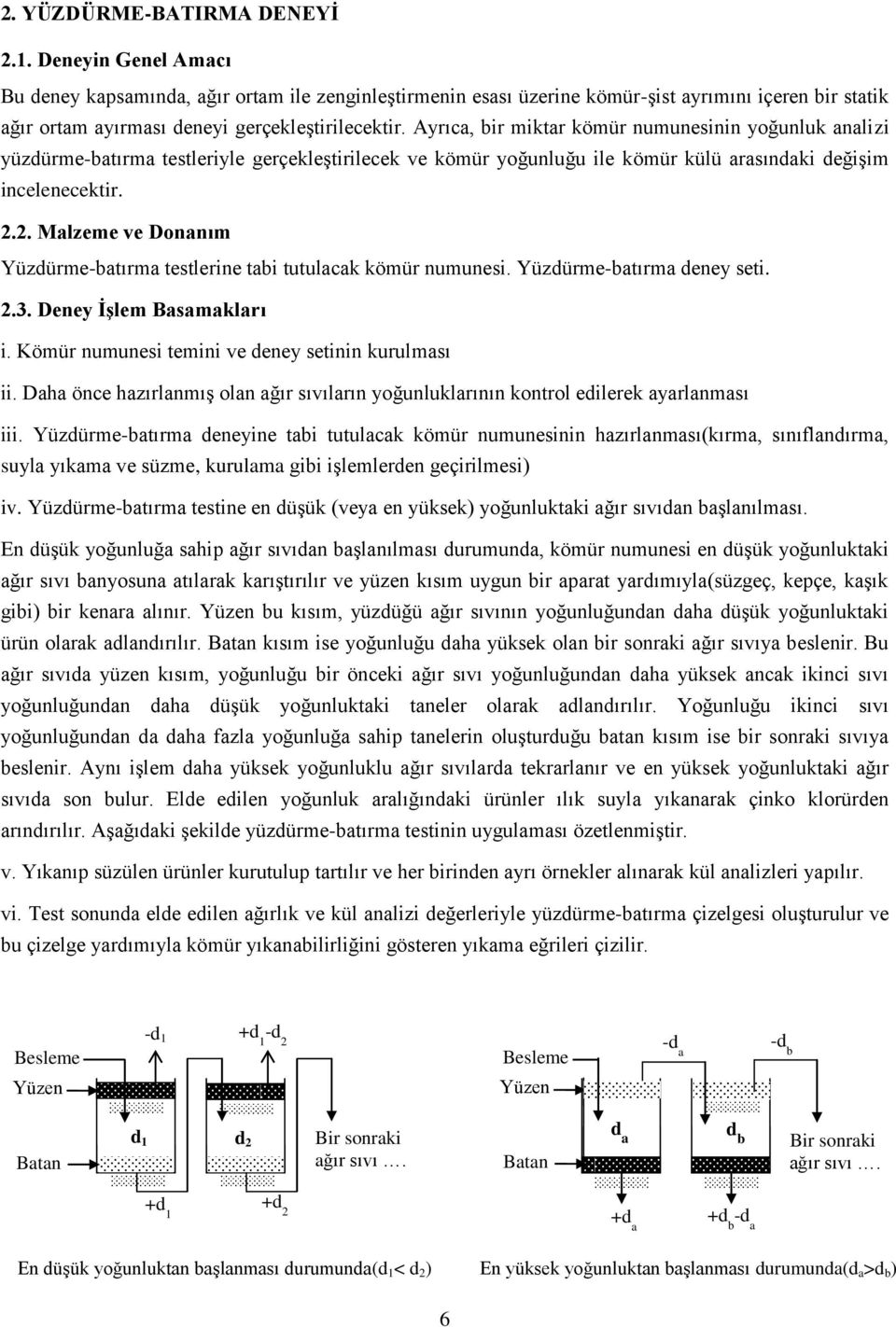 Ayrıca, bir miktar kömür numunesinin yoğunluk analizi yüzdürme-batırma testleriyle gerçekleştirilecek ve kömür yoğunluğu ile kömür külü arasındaki değişim incelenecektir. 2.