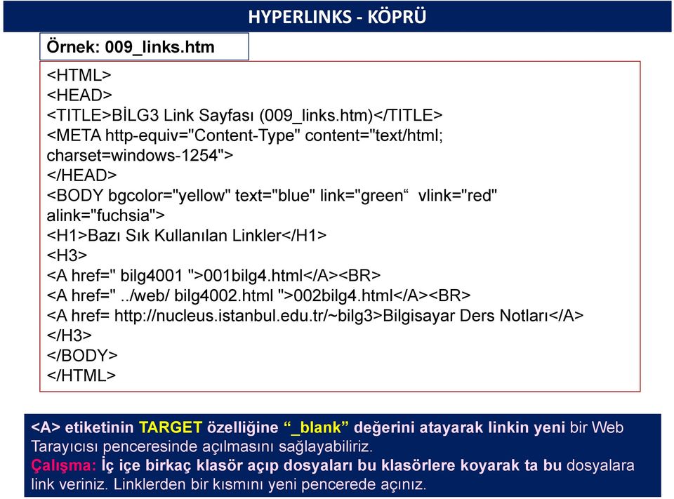 Linkler</H1> <H3> <A href=" bilg4001 ">001bilg4.html</A><BR> <A href="../web/ bilg4002.html ">002bilg4.html</A><BR> <A href= http://nucleus.istanbul.edu.