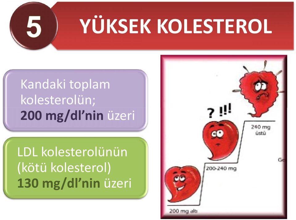 nin üzeri LDL kolesterolünün (kötü