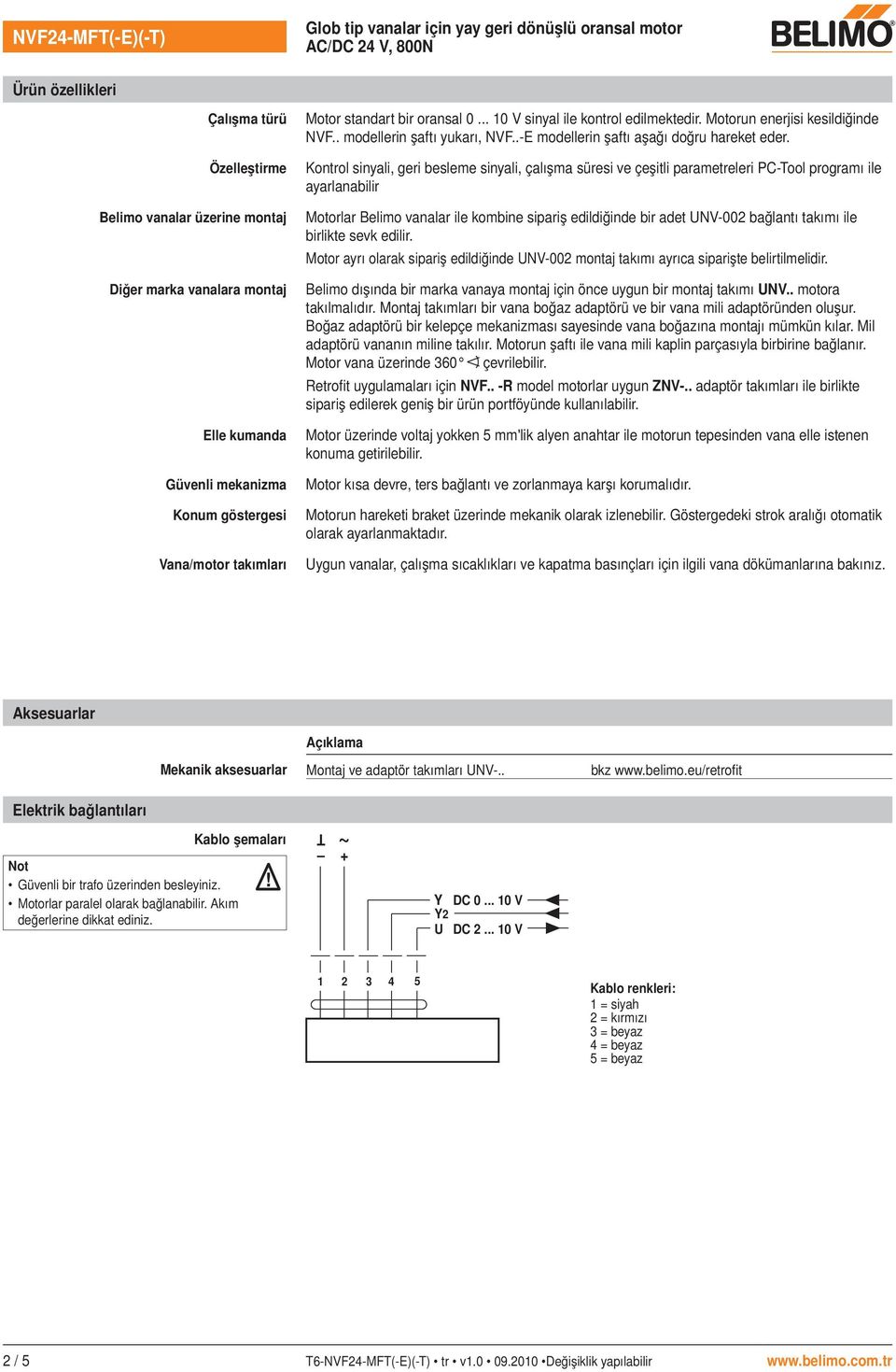 Kontrol sinyali, geri besleme sinyali, çalışma süresi ve çeşitli parametreleri PC-ool programı ile ayarlanabilir Belimo vanalar üzerine montaj Diğer marka vanalara montaj Elle kumanda Güvenli