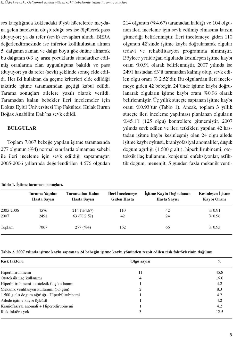 (sevk) cevapları alındı. BERA değerlendirmesinde ise inferior kollikulustan alınan 5.