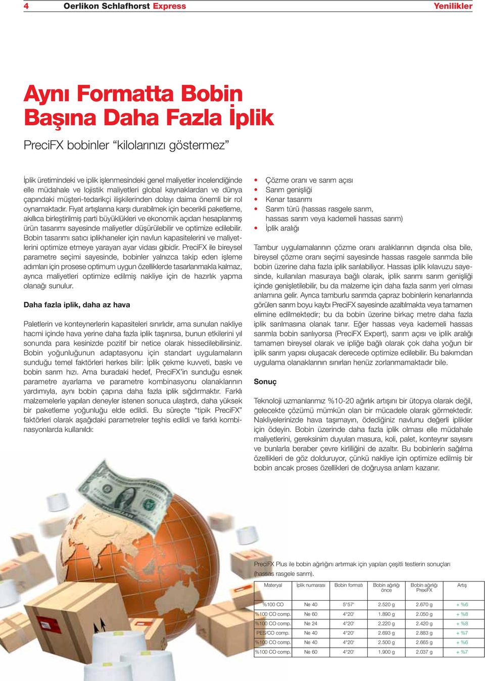 Fiyat artışlarına karşı durabilmek için becerikli paketleme, akıllıca birleştirilmiş parti büyüklükleri ve ekonomik açıdan hesaplanmış ürün tasarımı sayesinde maliyetler düşürülebilir ve optimize