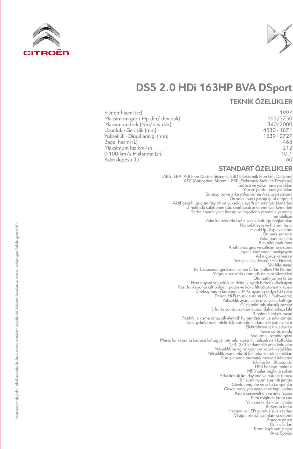 dak) 340/2000 Uzunluk - Genişlik (mm) 4530-1871 Yükseklik - Dingil aralığı (mm) 1539-2727 Bagaj hacmi (L) 468 Maksimum hız km/sn 212 0-100 km/s Hızlanma (sn) 10,1 Yakıt deposu (L) 60 STANDART