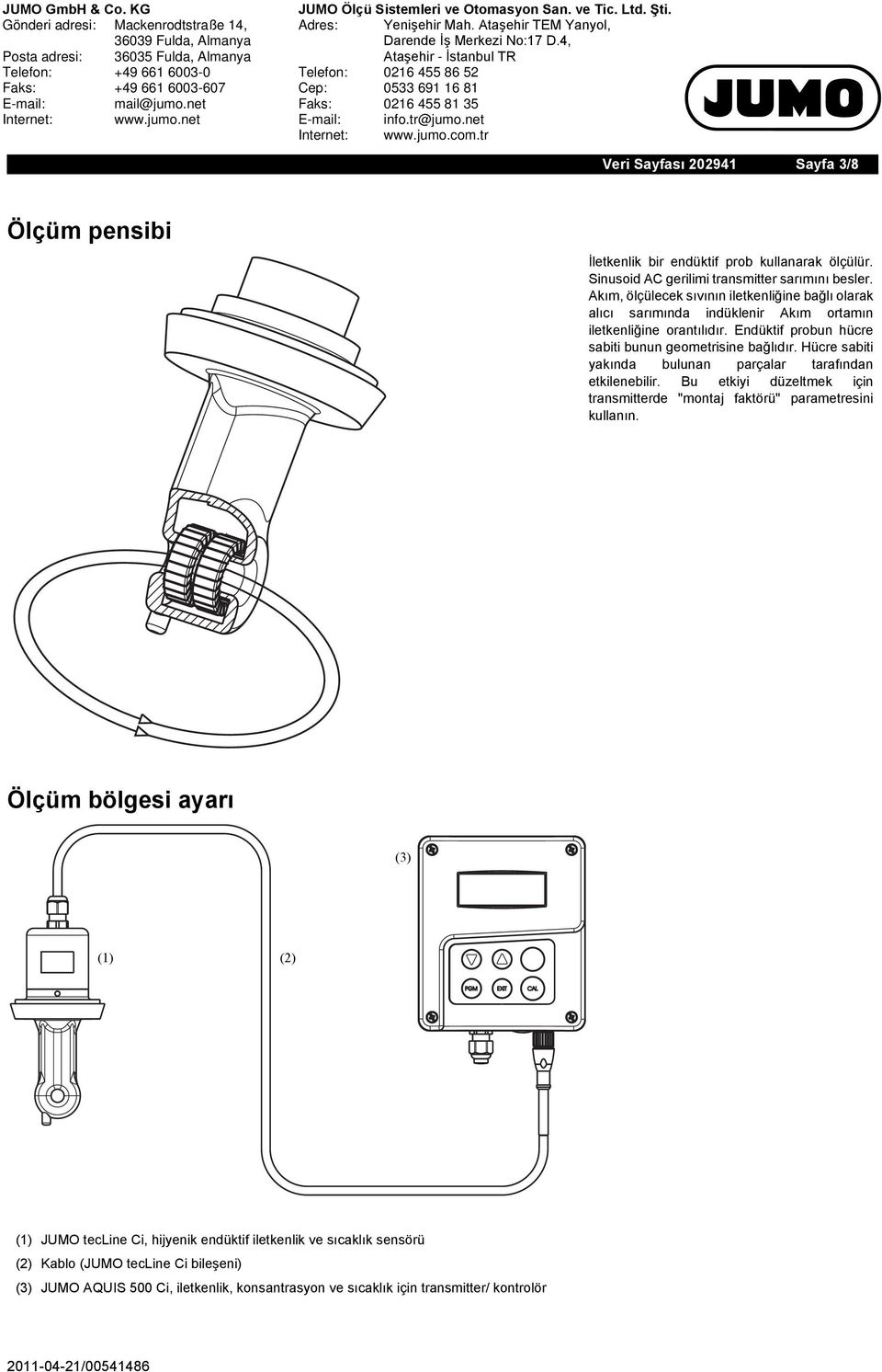 Hücre sabiti yakında bulunan parçalar tarafından etkilenebilir. Bu etkiyi düzeltmek için transmitterde "montaj faktörü" parametresini kullanın.