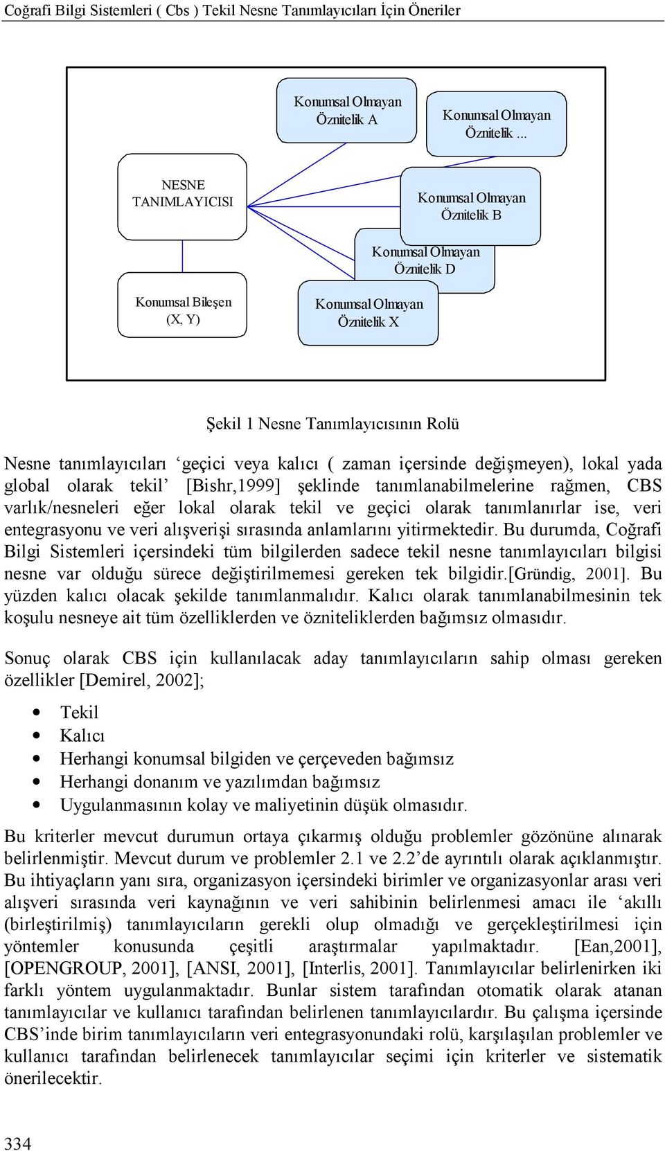 global olarak tekil [Bishr,1999] şeklinde tanõmlanabilmelerine rağmen, CBS varlõk/nesneleri eğer lokal olarak tekil ve geçici olarak tanõmlanõrlar ise, veri entegrasyonu ve veri alõşverişi sõrasõnda