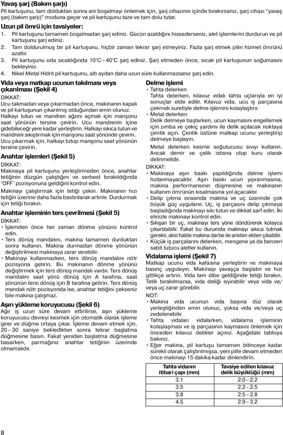 Tam doldurulmuş bir pil kartuşunu, hiçbir zaman tekrar şarj etmeyiniz. Fazla şarj etmek pilin hizmet ömrünü azaltır. 3. Pil kartuşunu oda sıcaklığında 10 C 40 C şarj ediniz.