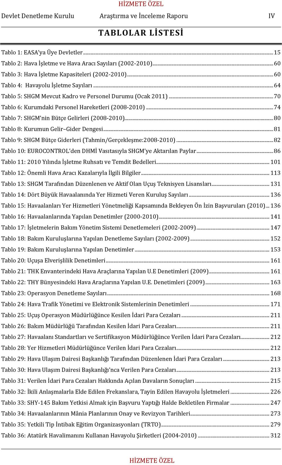 .. 70 Tablo 6: Kurumdaki Personel Hareketleri (2008-2010)... 74 Tablo 7: SHGM nin Bütçe Gelirleri (2008-2010)... 80 Tablo 8: Kurumun Gelir Gider Dengesi.