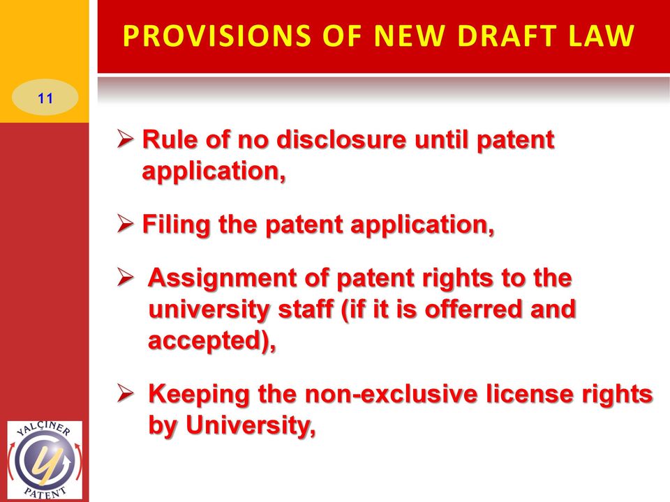 of patent rights to the university staff (if it is offerred