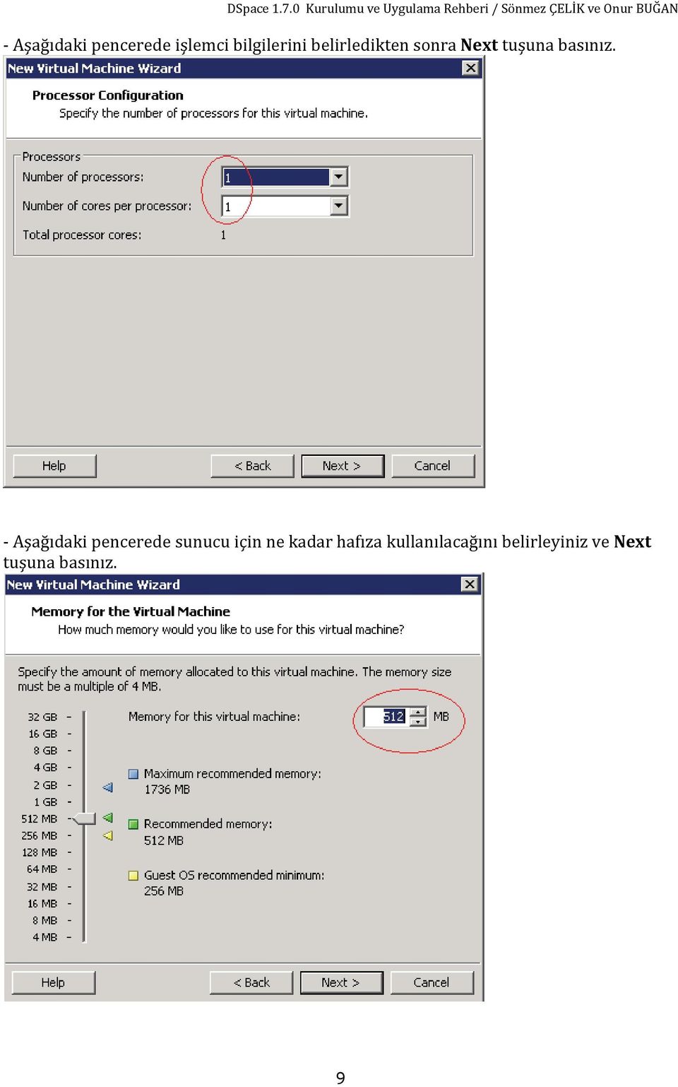 Aşağıdaki pencerede sunucu için ne kadar