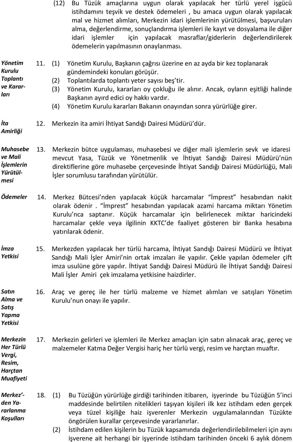 onaylanması. Yönetim Kurulu Toplantı ve Kararları İta Amirliği 11. (1) Yönetim Kurulu, Başkanın çağrısı üzerine en az ayda bir kez toplanarak gündemindeki konuları görüşür.