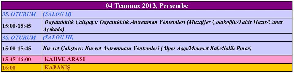 Dayanıklılık Çalıştayı: Dayanıklılık Antrenman Yöntemleri (Muzaffer