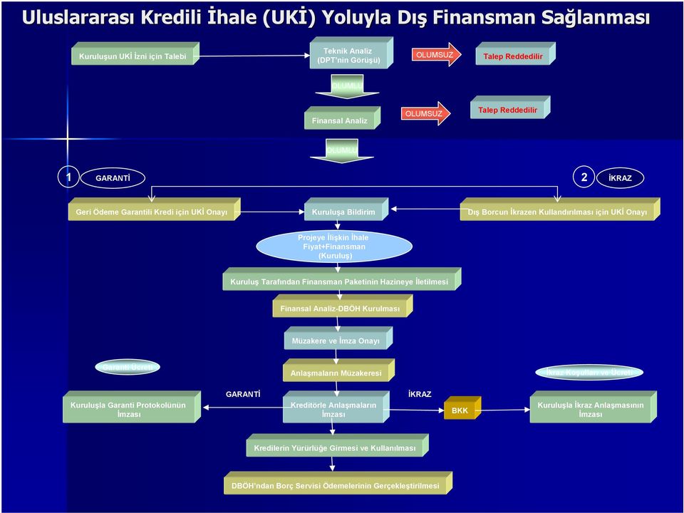 (Kuruluş) Kuruluş Tarafından Finansman Paketinin Hazineye İletilmesi Finansal Analiz-DBÖH Kurulması Müzakere ve İmza Onayı Garanti Ücreti Anlaşmaların Müzakeresi İkraz Koşulları ve Ücreti Kuruluşla