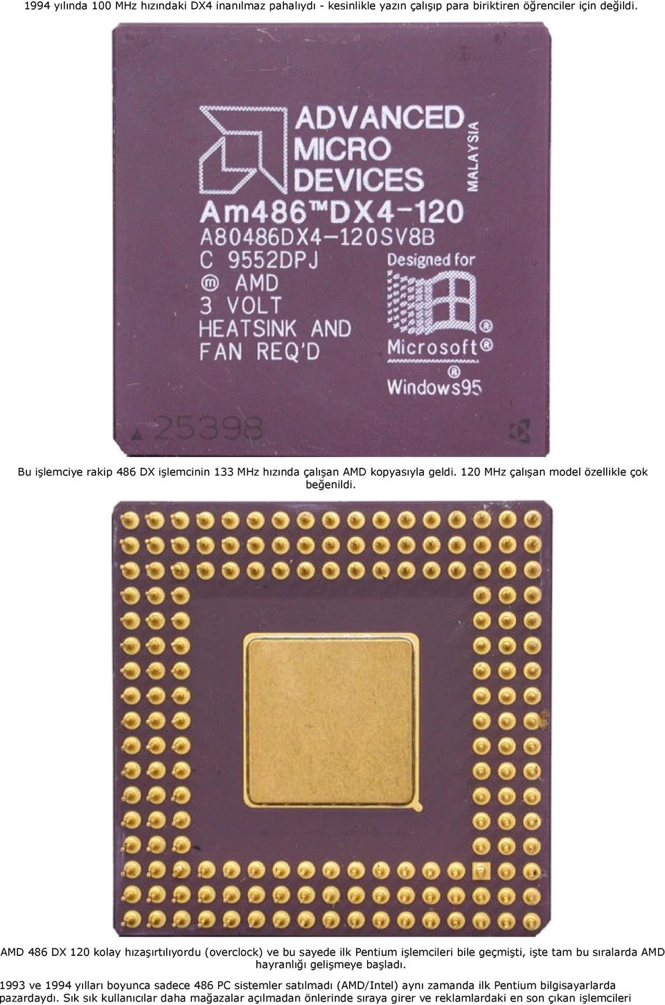 AMD 486 DX 120 kolay hızaşırtılıyordu (overclock) ve bu sayede ilk Pentium işlemcileri bile geçmişti, işte tam bu sıralarda AMD hayranlığı gelişmeye başladı.