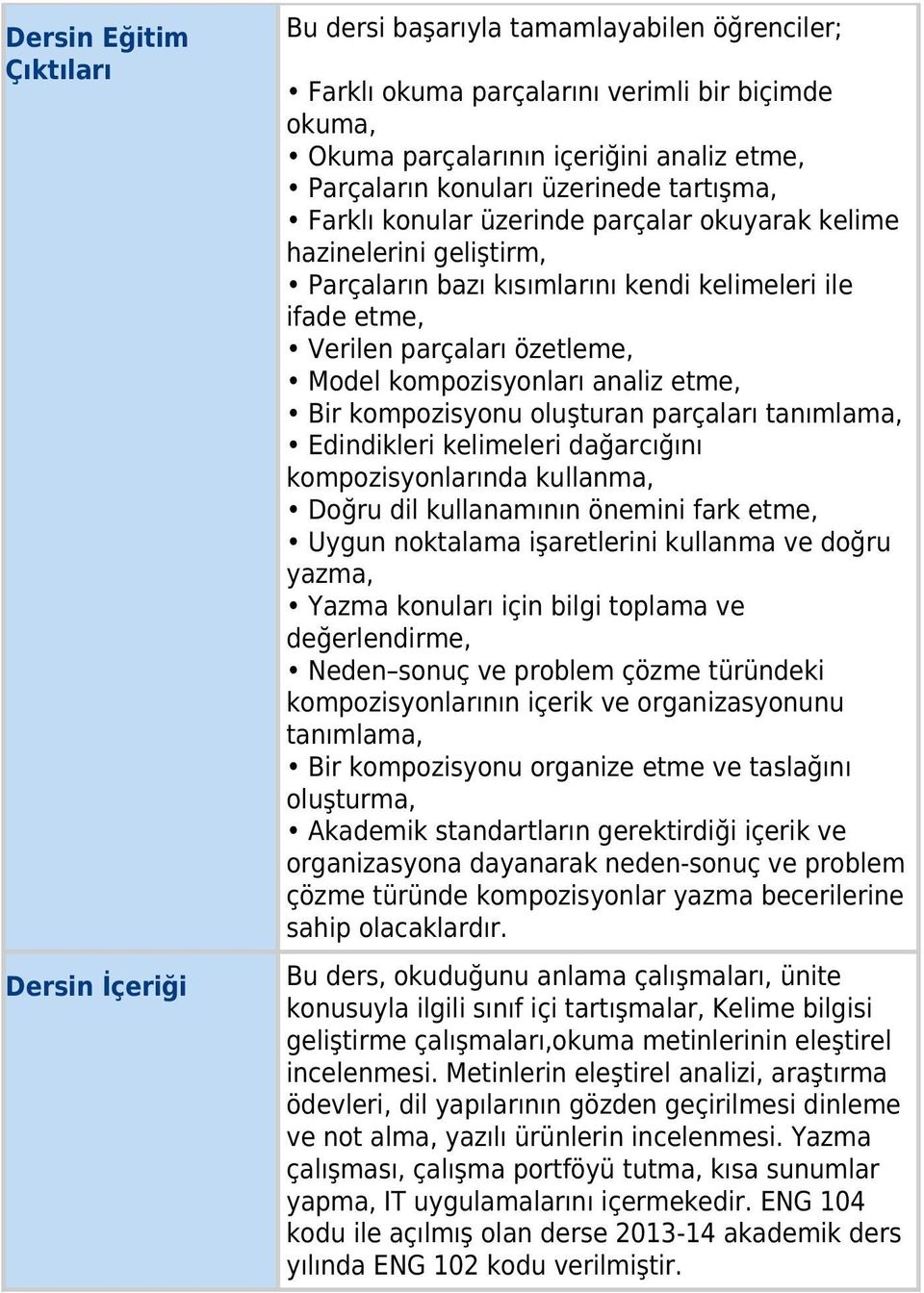 kompozisyonları analiz etme, Bir kompozisyonu oluşturan parçaları tanımlama, Edindikleri kelimeleri dağarcığını kompozisyonlarında kullanma, Doğru dil kullanamının önemini fark etme, Uygun noktalama