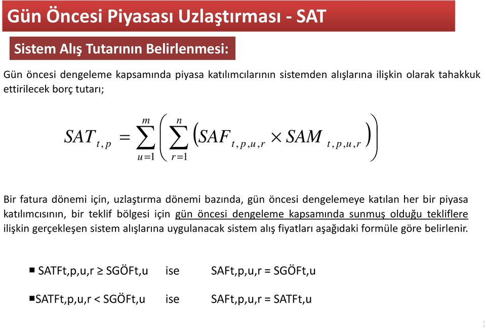 dengelemeye katılan he bi piyasa katılımcısının, bi teklif bölgesi için gün öncesi dengeleme kapsamında sunmuş olduğu tekliflee ilişkin geçekleşen sistem