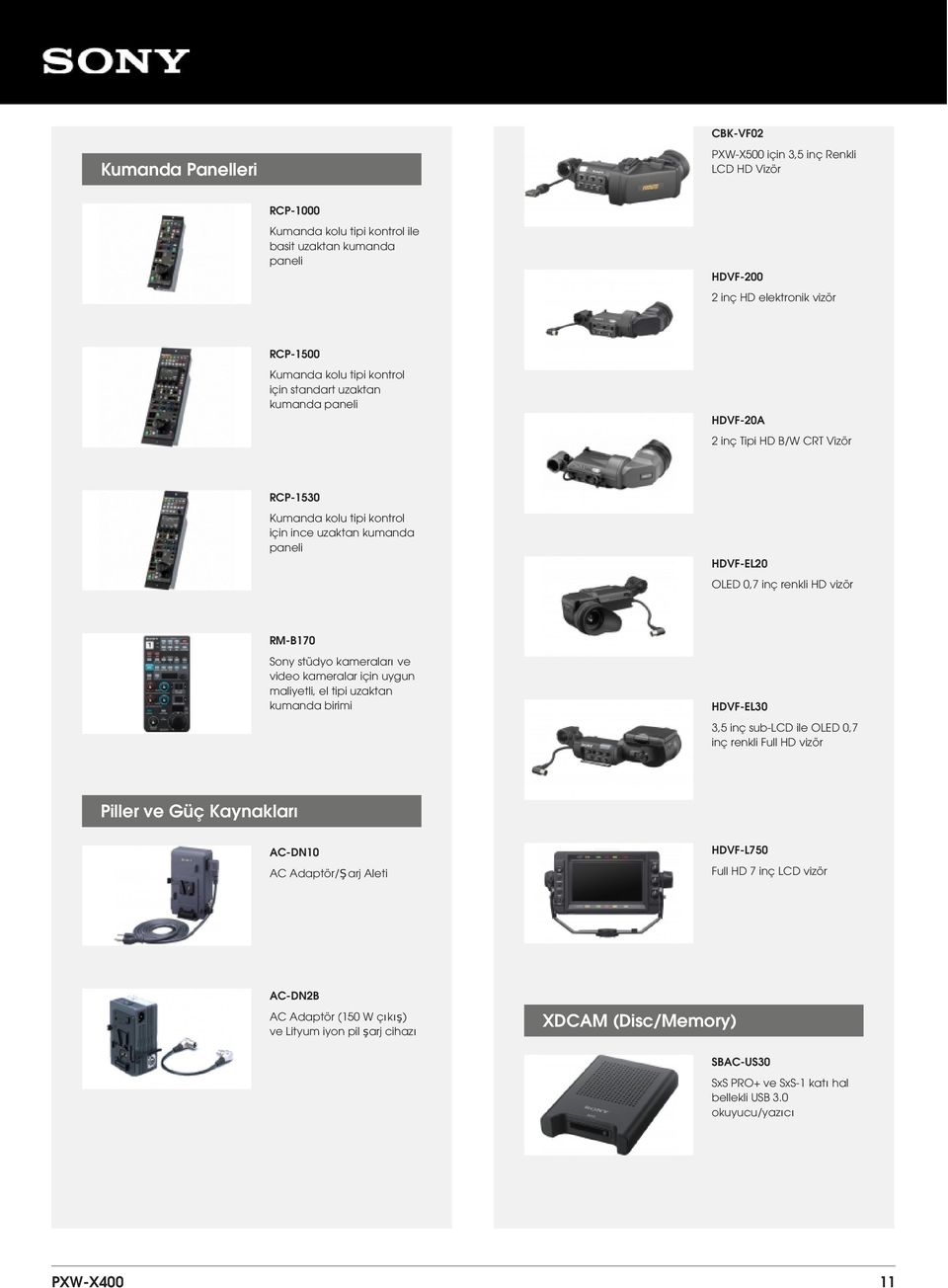 Sony stüdyo kameraları ve video kameralar için uygun maliyetli, el tipi uzaktan kumanda birimi HDVF-EL30 3,5 inç sub-lcd ile OLED 0,7 inç renkli Full HD vizör Piller ve Güç Kaynakları AC-DN10 AC