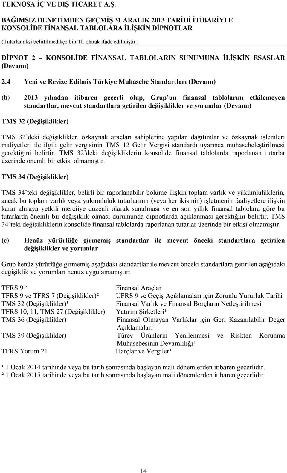 değişiklikler ve yorumlar (Devamı) TMS 32 (Değişiklikler) TMS 32 deki değişiklikler, özkaynak araçları sahiplerine yapılan dağıtımlar ve özkaynak işlemleri maliyetleri ile ilgili gelir vergisinin TMS