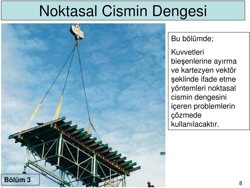 ifade etme yöntemlei noktasal cismin dengesini